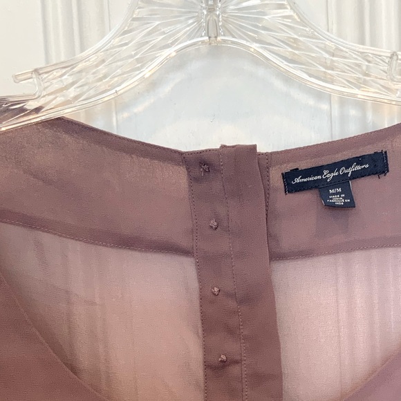 American Eagle Outfitters Muted Purple, Tiered Front, Semi Sheer Blouse -Size M - Picture 4 of 5